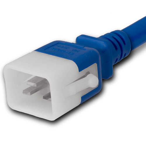 20K13-H-036-BLU - 3FT Blue Secure-Lock/P-Lock IEC320 C20 Locking to IEC320 C13 15A 250V | American Cable Assemblies