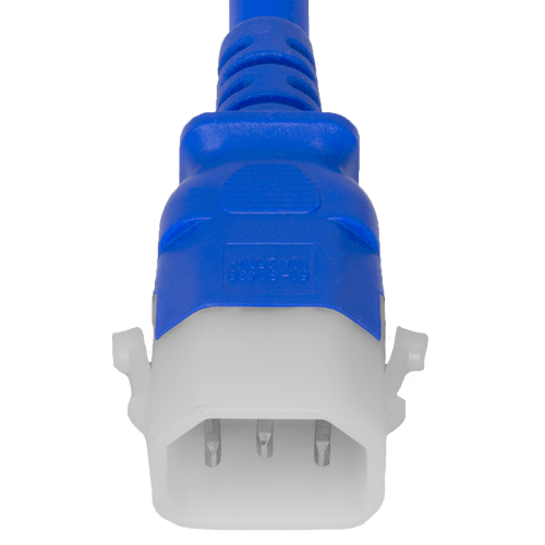14K19-H-036-BLU - 3FT Blue Secure-Lock/P-Lock IEC320 C14 Locking to IEC320 C19 15A 250V | American Cable Assemblies