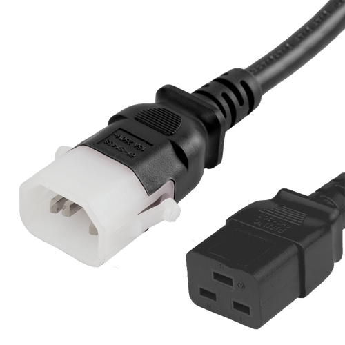 14K19-H-096 - 8FT Black Secure-Lock/P-Lock IEC320 C14 Locking to IEC320 C19 15A 250V | American Cable Assemblies