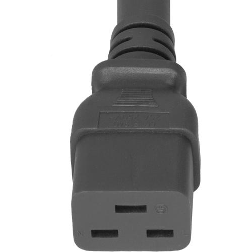 14K19-H-072 - 6FT Black Secure-Lock/P-Lock IEC320 C14 Locking to IEC320 C19 15A 250V | American Cable Assemblies