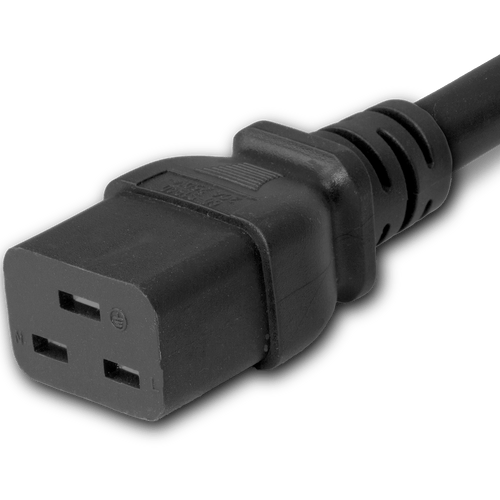 14K19-H-072 - 6FT Black Secure-Lock/P-Lock IEC320 C14 Locking to IEC320 C19 15A 250V | American Cable Assemblies