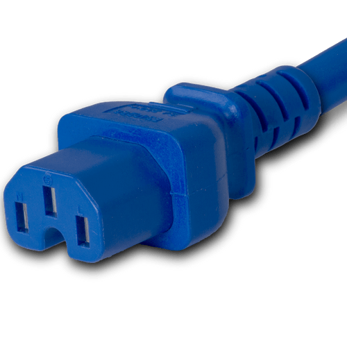 14K15-H-084-BLU - 7FT Blue Secure-Lock/P-Lock IEC320 C14 Locking to IEC320 C15 15A 250V | American Cable Assemblies