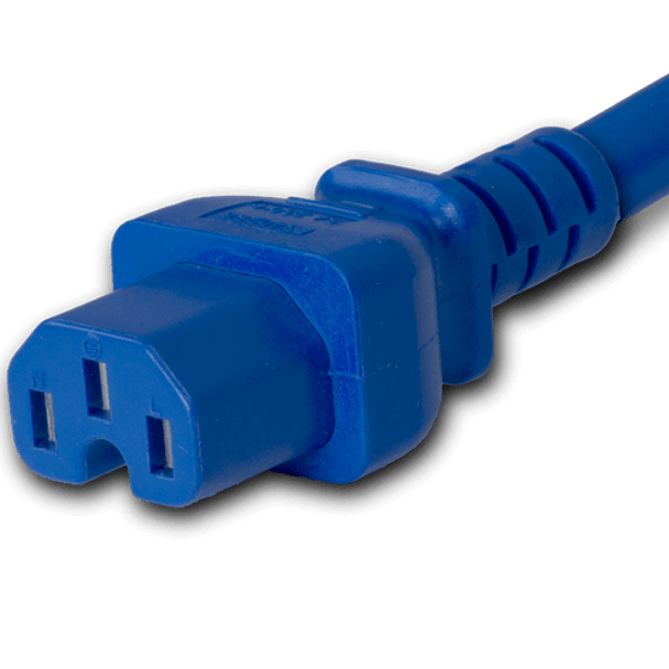14K15-H-012-BLU - 1FT Blue Secure-Lock/P-Lock IEC320 C14 Locking to IEC320 C15 15A 250V | American Cable Assemblies