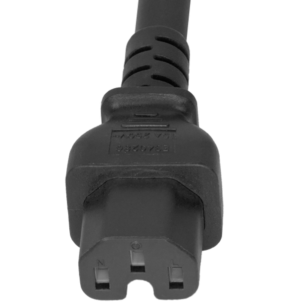 14K15-H-024 - 2FT Black Secure-Lock/P-Lock IEC320 C14 Locking to IEC320 C15 15A 250V | American Cable Assemblies