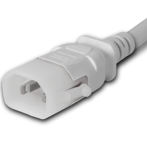 14K13-H-180-WHT - 15FT White Secure-Lock/P-Lock IEC320 C14 Locking to IEC320 C13 15A 250V | American Cable Assemblies