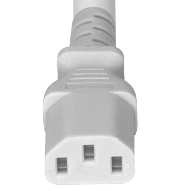 14K13-H-036-WHT - 3FT White Secure-Lock/P-Lock IEC320 C14 Locking to IEC320 C13 15A 250V | American Cable Assemblies