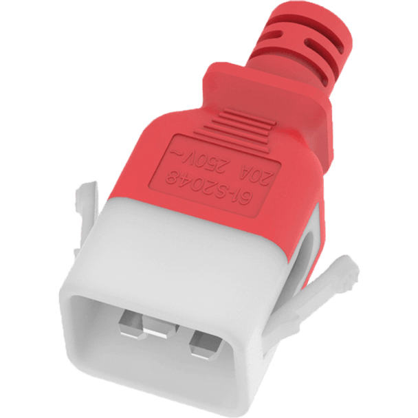 20K19-J-180-RED - 15FT Red Secure-Lock/P-Lock IEC320 C20 Locking to IEC320 C19 20A 250V | American Cable Assemblies