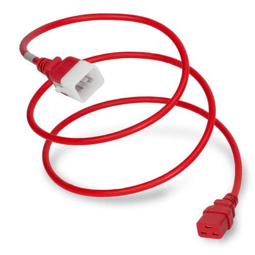 20K19-J-036-RED - 3FT Red Secure-Lock/P-Lock IEC320 C20 Locking to IEC320 C19 20A 250V | American Cable Assemblies