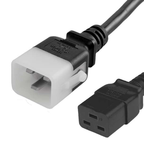 20K19-J-096 - 8FT Black Secure-Lock/P-Lock IEC320 C20 Locking to IEC320 C19 20A 250V | American Cable Assemblies