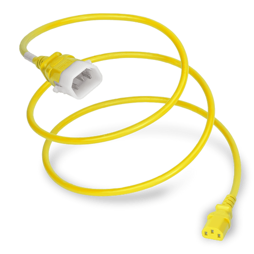 14K13-F-120-YEL - 10FT Yellow Secure-Lock/P-Lock IEC320 C14 Locking to IEC320 C13 10A 250V | American Cable Assemblies