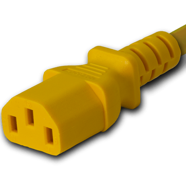 14K13-F-180-YEL - 15FT Yellow Secure-Lock/P-Lock IEC320 C14 Locking to IEC320 C13 10A 250V | American Cable Assemblies