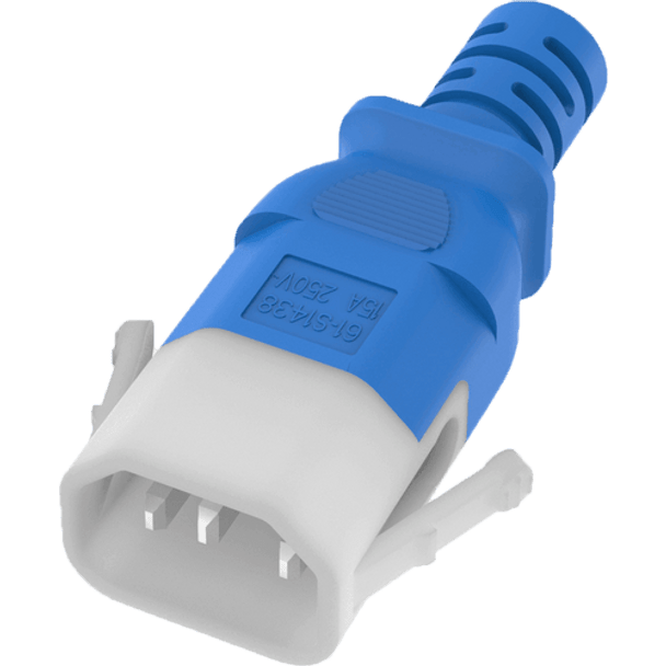 14K13-F-144-BLU - 12FT Blue Secure-Lock/P-Lock IEC320 C14 Locking to IEC320 C13 10A 250V | American Cable Assemblies