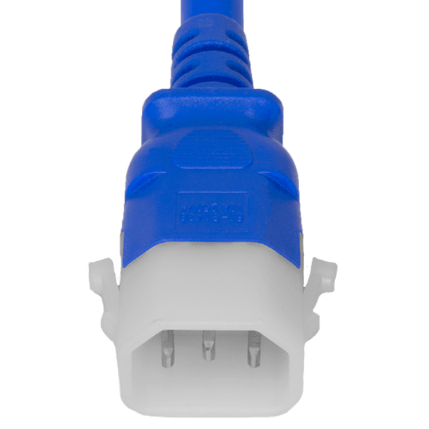 14K13-F-108-BLU - 9FT Blue Secure-Lock/P-Lock IEC320 C14 Locking to IEC320 C13 10A 250V | American Cable Assemblies