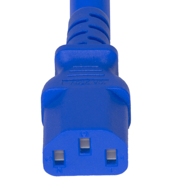 14K13-F-096-BLU - 8FT Blue Secure-Lock/P-Lock IEC320 C14 Locking to IEC320 C13 10A 250V | American Cable Assemblies