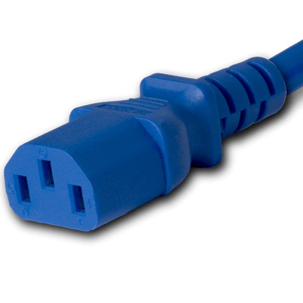 14K13-F-096-BLU - 8FT Blue Secure-Lock/P-Lock IEC320 C14 Locking to IEC320 C13 10A 250V | American Cable Assemblies