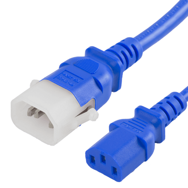 14K13-F-096-BLU - 8FT Blue Secure-Lock/P-Lock IEC320 C14 Locking to IEC320 C13 10A 250V | American Cable Assemblies