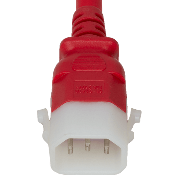 14K13-F-036-RED - 3FT Red Secure-Lock/P-Lock IEC320 C14 Locking to IEC320 C13 10A 250V | American Cable Assemblies