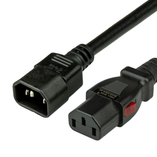 1413K-F-048 - 4FT Black A-Lock IEC320 C14 to IEC320 C13 Universal Locking 10A 250V | American Cable Assemblies
