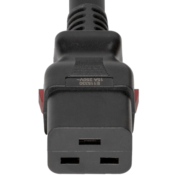 2019K-H-036 - 3FT Black A-Lock IEC320 C20 to IEC320 C19 Universal Locking 15A 250V | American Cable Assemblies