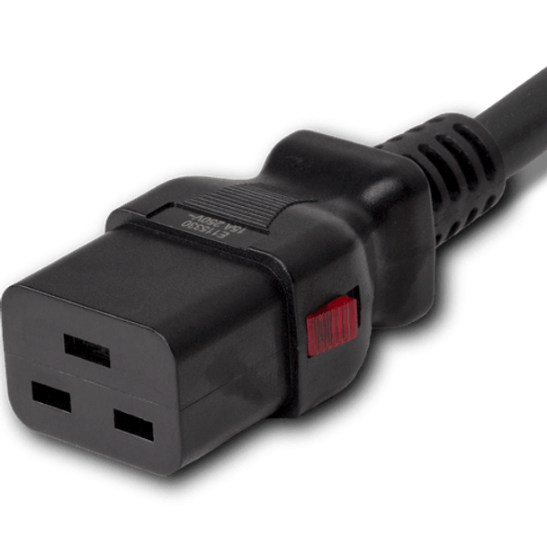 1419K-H-072 - 6FT Black A-Lock IEC320 C14 to IEC320 C19 Universal Locking 15A 250V | American Cable Assemblies