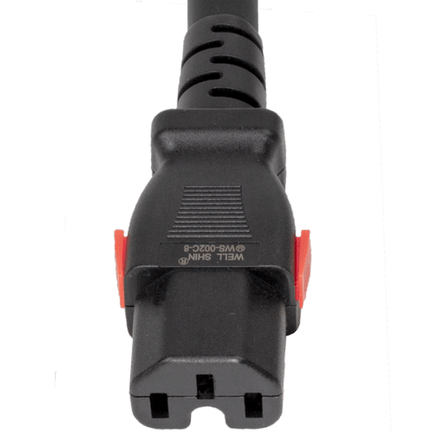 1415K-H-144 - 12FT Black A-Lock IEC320 C14  to IEC320 C15 Universal Locking 15A 250V | American Cable Assemblies