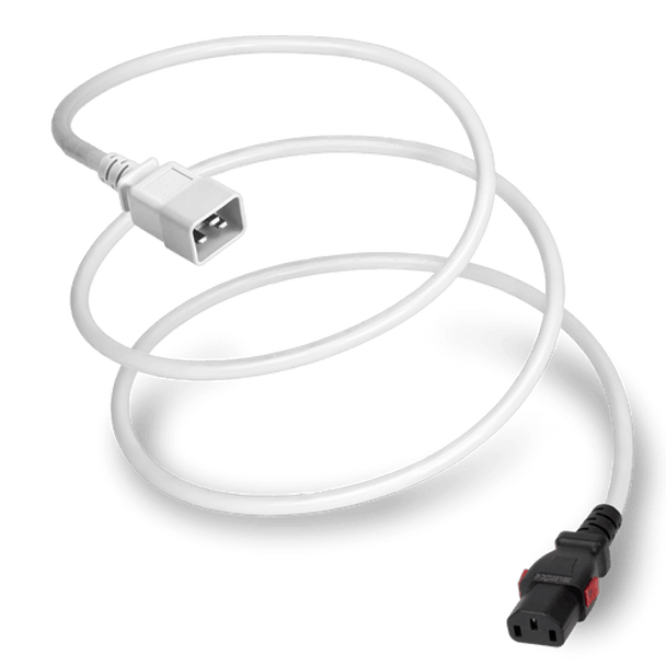 2013K-H-072-WHT - 6FT White A-Lock IEC320 C20 to IEC320 C13 Universal Locking 15A 250V | American Cable Assemblies