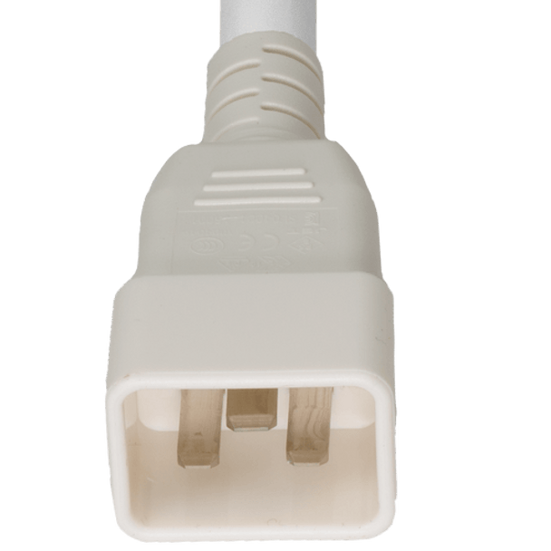 2013K-H-072-WHT - 6FT White A-Lock IEC320 C20 to IEC320 C13 Universal Locking 15A 250V | American Cable Assemblies