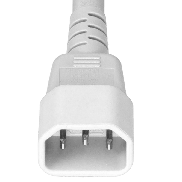 1415K-H-072-WHT - 6FT White A-Lock IEC320 C14  to IEC320 C15 Universal Locking 15A 250V | American Cable Assemblies