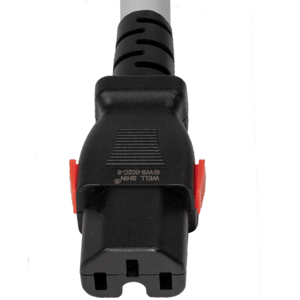 1415K-H-072-WHT - 6FT White A-Lock IEC320 C14  to IEC320 C15 Universal Locking 15A 250V | American Cable Assemblies