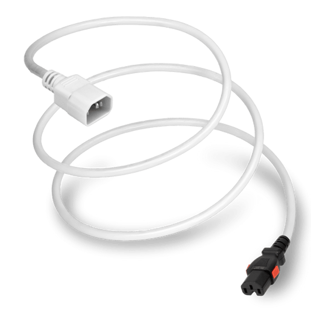 1415K-H-036-WHT - 3FT White A-Lock IEC320 C14  to IEC320 C15 Universal Locking 15A 250V | American Cable Assemblies