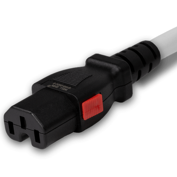 1415K-H-036-WHT - 3FT White A-Lock IEC320 C14  to IEC320 C15 Universal Locking 15A 250V | American Cable Assemblies