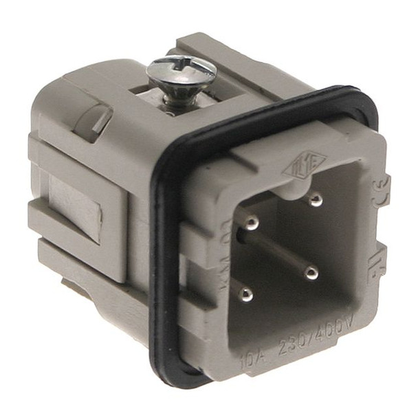 Mencom CKM-03 Standard, CK series, Male Rectangular Insert, size 21.21, 4 pin, 10 amp, Screw, Silver Plated Contacts | American Cable Assemblies