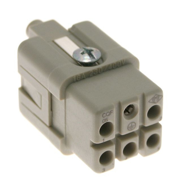 Mencom CQF-05 Standard, CQ series, Female Rectangular Insert, size 21.21, 5 pin, 16 amp, Crimp | American Cable Assemblies