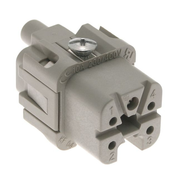 Mencom CKF-04 Standard, CK series, Female Rectangular Insert, size 21.21, 5 pin, 10 amp, Screw, Silver Plated Contacts | American Cable Assemblies