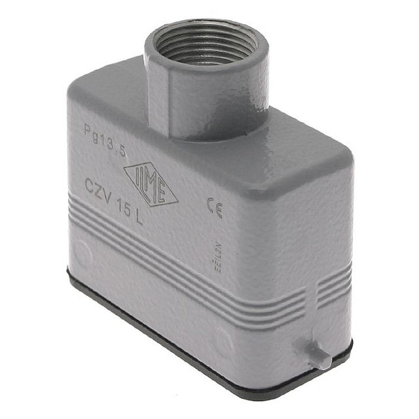 Mencom CZV-15L Standard, Rectangular Hood, size 49.16, 2 Pegs, Top PG13.5 cable entry | American Cable Assemblies