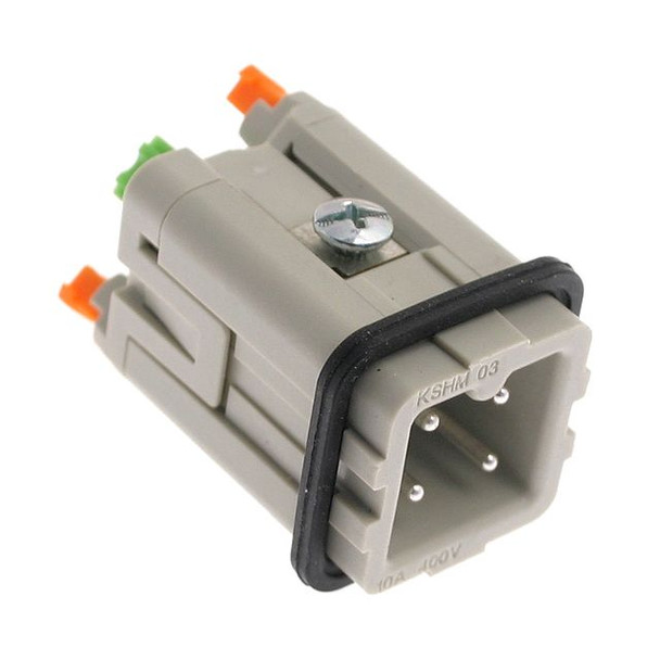 Mencom CKSHM-03 Standard, CKS series, Male Rectangular Insert, size 21.21, 4 pin, 10 amp, Squich Spring | American Cable Assemblies