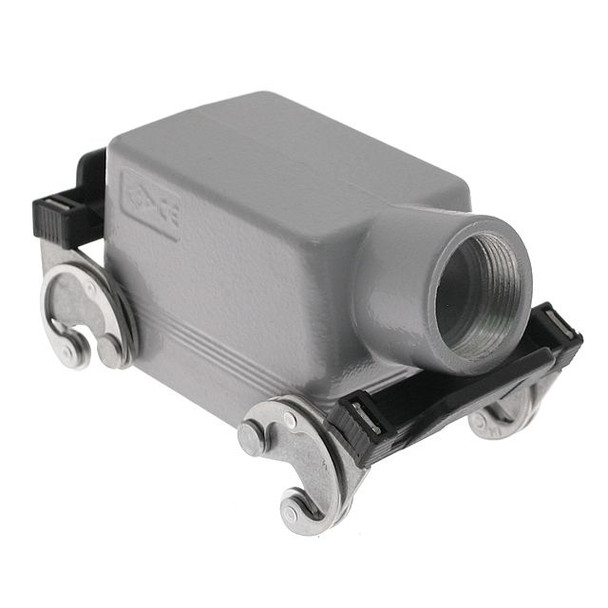 Mencom CHO-50X Standard, Rectangular Hood, size 66.40, Double Latch, Side PG21 cable entry | American Cable Assemblies