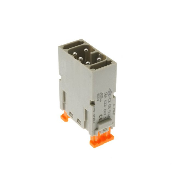 Mencom CX-05SHM Mixo series, Male Rectangular Squich Insert, 5 pin, 16 amp, Standard Spring | American Cable Assemblies