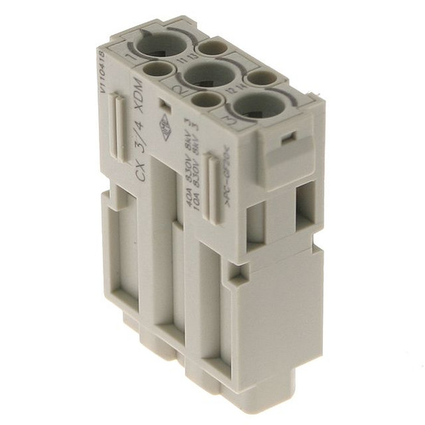Mencom CX-3/4XDM Mixo series, Male Rectangular Insert, 7 pin, 40 amp, Crimp | American Cable Assemblies