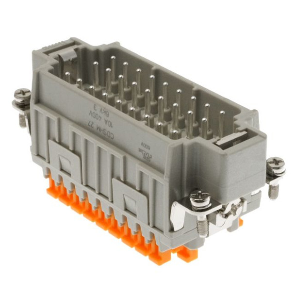 Mencom CDSHM-27N Hi-Density, CDSH series, Male Rectangular Insert, size 77.27, 27 pin, 10 amp, Squich Spring (28-54) | American Cable Assemblies