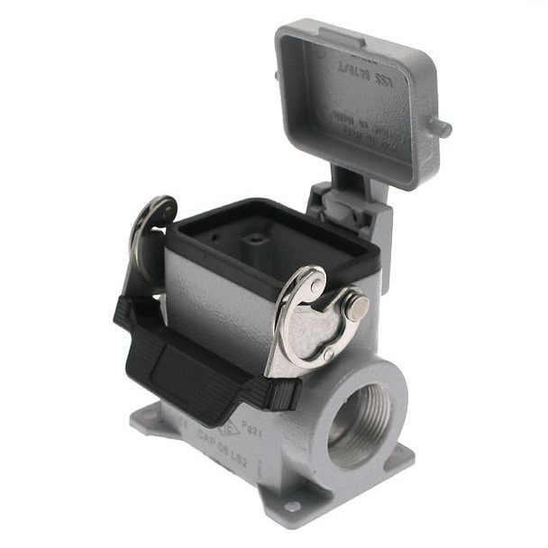 Mencom CAP-06LS Standard, Rectangular Base with cover, Single Latch, Surface mount, size 44.27, Side PG21 cable entry, High Construction | American Cable Assemblies