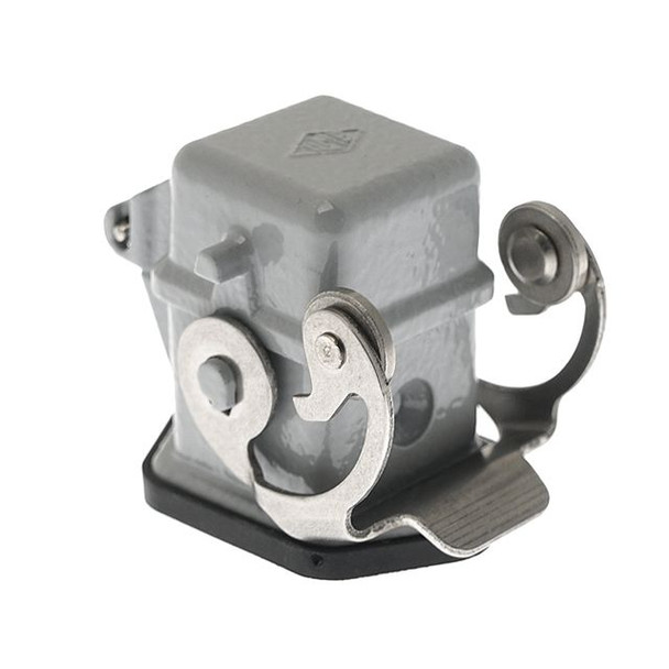 Mencom CKAX-03ILSA Standard, Rectangular Base, Bulkhead mount, size 21.21, For Male Inserts, With Self-Closing Metal Cover, Stainless Steel Single Latch | American Cable Assemblies