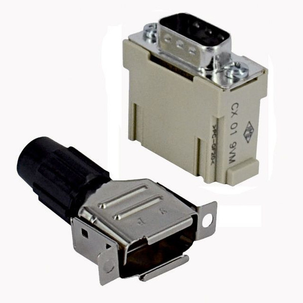Mencom CX-01-9VM Mixo series, Male Rectangular Insert, Housing for 9 pin D-sub, crimp | American Cable Assemblies