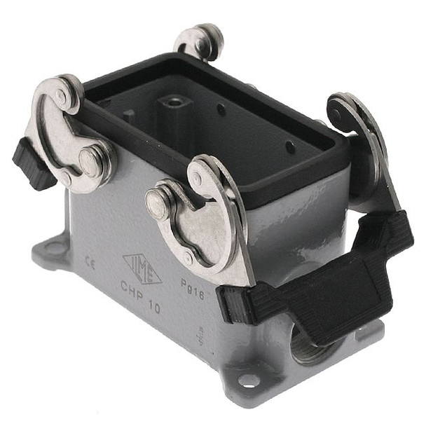 Mencom CHP-10 Standard, Rectangular Base, Double Latch, Surface mount, size 57.27, Side PG16 cable entry | American Cable Assemblies