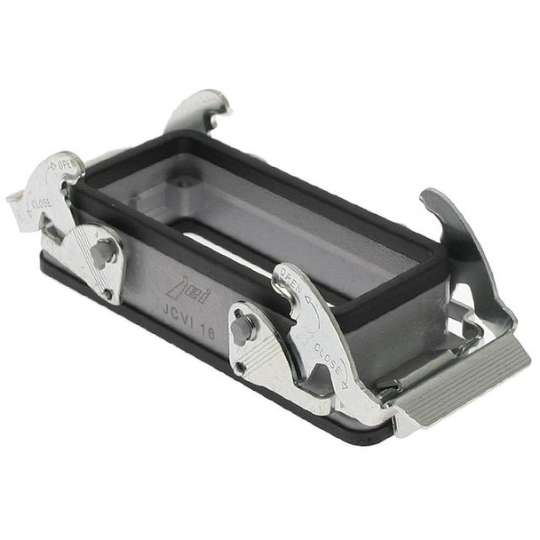 Mencom JCVI-16 JEI Series, Rectangular Base, Bulkhead mount, size 77.27, V-Type, Double Latch | American Cable Assemblies