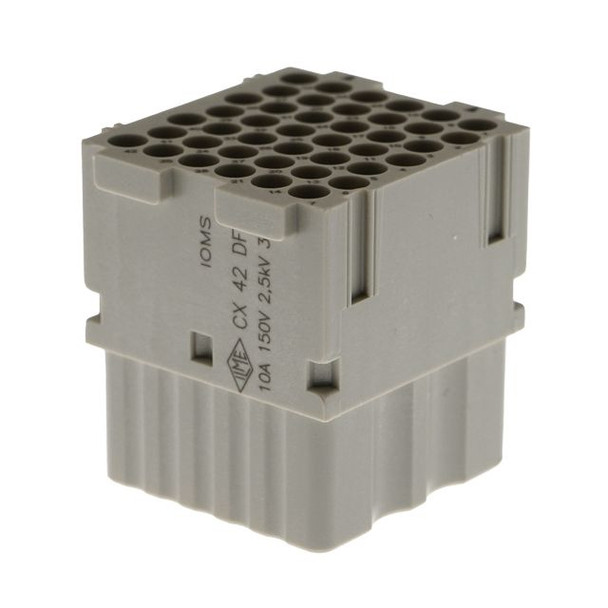 Mencom CX-42DF Mixo series, Female Rectangular Insert, 42 pin, 2 Modules, 10 amp, Crimp | American Cable Assemblies