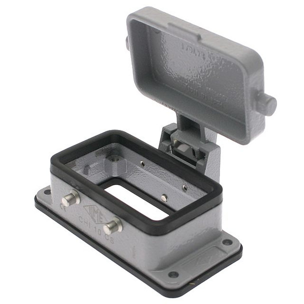 Mencom CHI-10CS Standard, Rectangular Base, Bulkhead mount, size 57.27, 4 Pegs & cover | American Cable Assemblies