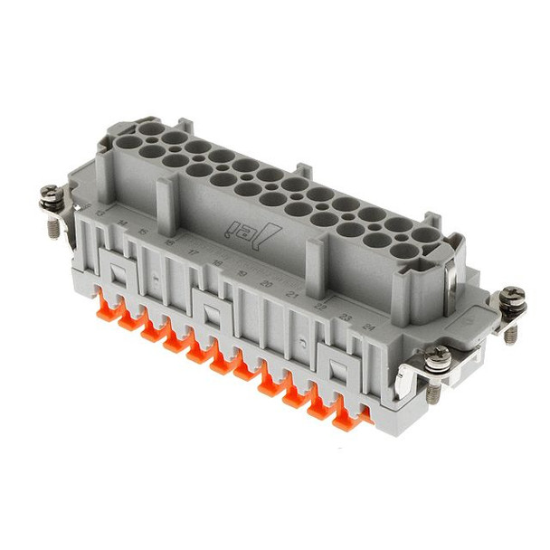 Mencom JSHF-24 JEI, JNE series, Female Rectangular Insert, size 104.27, 24 pin, 16 amp, Squich Spring | American Cable Assemblies