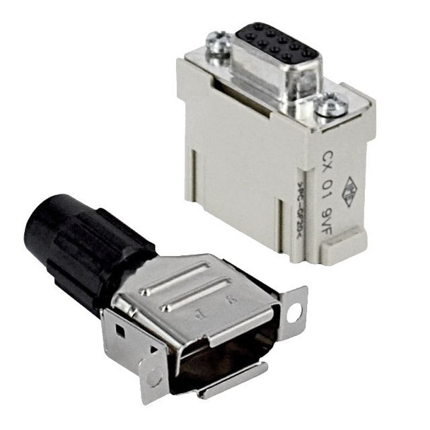 Mencom CX-01-9VF Mixo series, Female Rectangular Insert, Housing for 9 pin D-sub, crimp | American Cable Assemblies