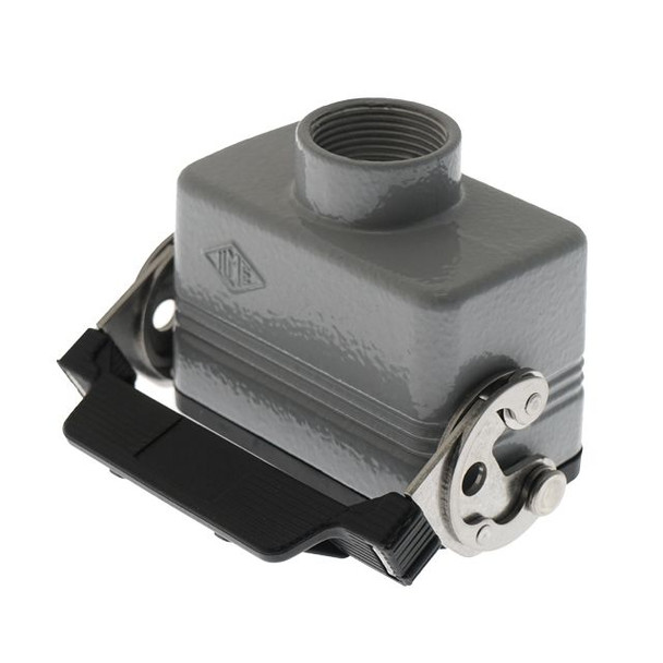 Mencom MHV-10LG25 Standard, Rectangular Hood, size 57.27, Single Latch, Top M25 cable entry | American Cable Assemblies
